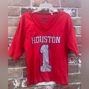 Houston Cougars Red shirt with silver glitter Houston #1. Size XL